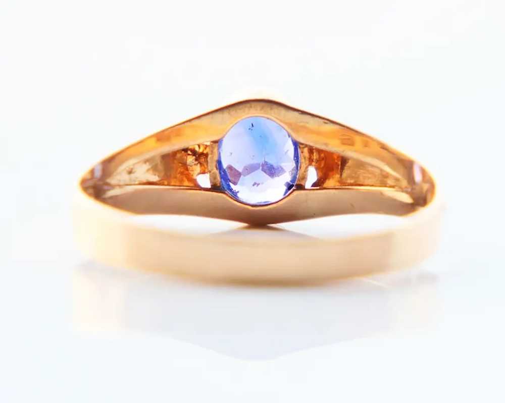 1916 Nordic Ring 1ct Bi-color natural Sapphire Bl… - image 3