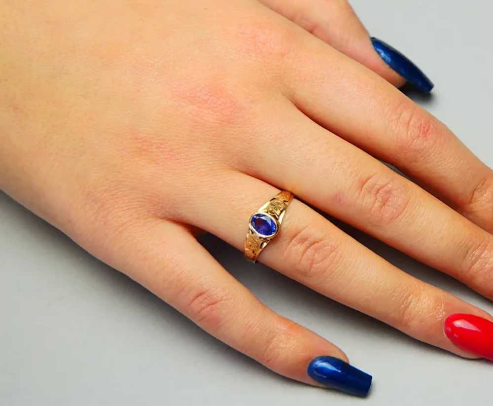 1916 Nordic Ring 1ct Bi-color natural Sapphire Bl… - image 7