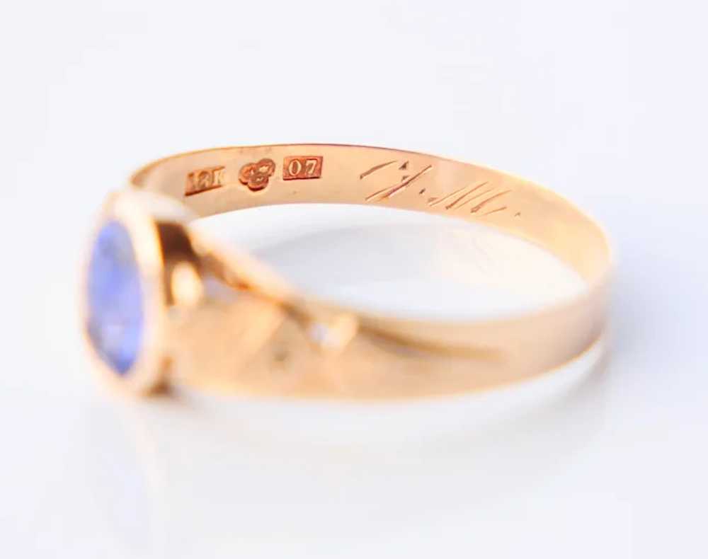 1916 Nordic Ring 1ct Bi-color natural Sapphire Bl… - image 9