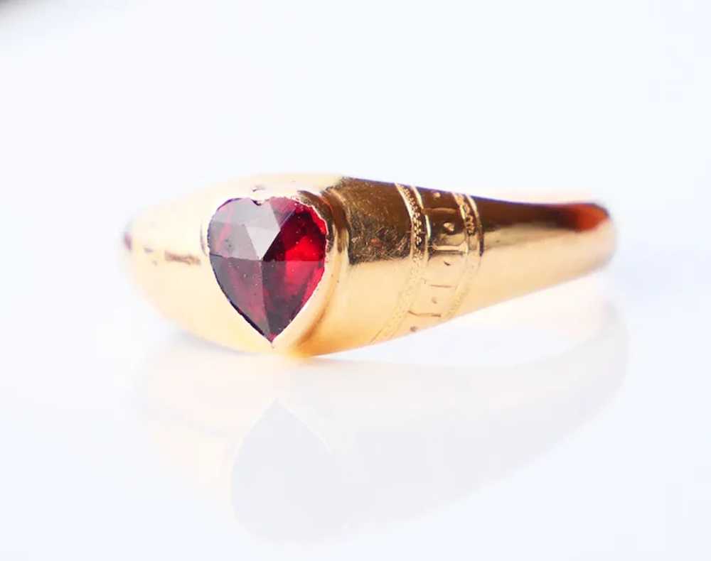 1916 Nordic Ring Garnet solid 18K Gold Ø7.25US /1… - image 2