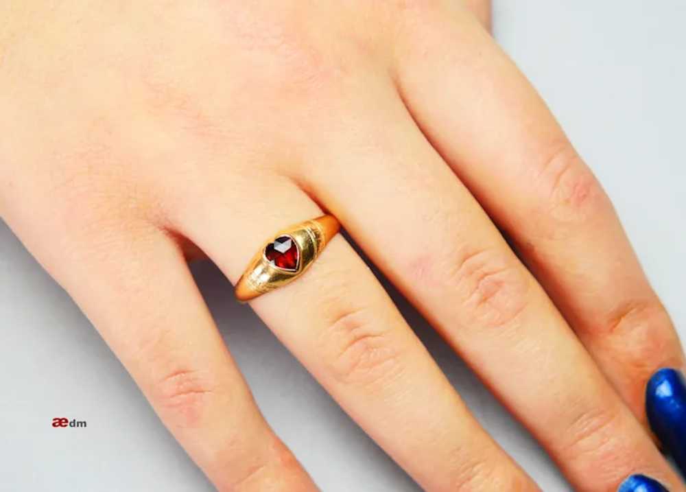 1916 Nordic Ring Garnet solid 18K Gold Ø7.25US /1… - image 4