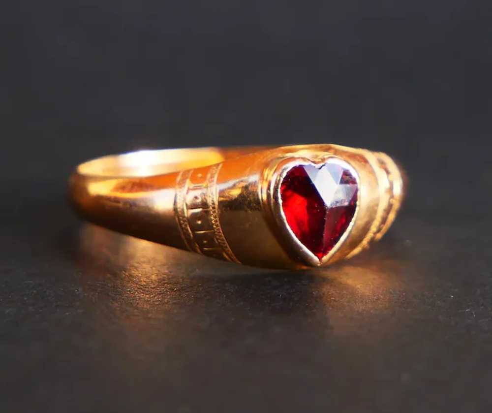 1916 Nordic Ring Garnet solid 18K Gold Ø7.25US /1… - image 7