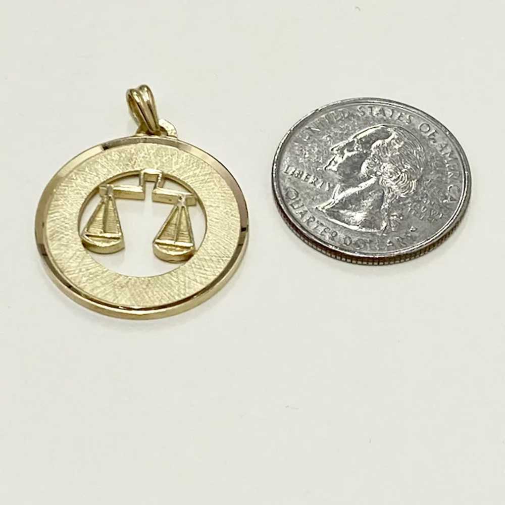 Libra Vintage Zodiac / Astrology Charm Pendant 14… - image 2