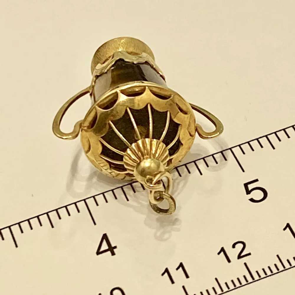 Big Urn Vintage Jeweled Charm 14K Gold & Tiger's … - image 4