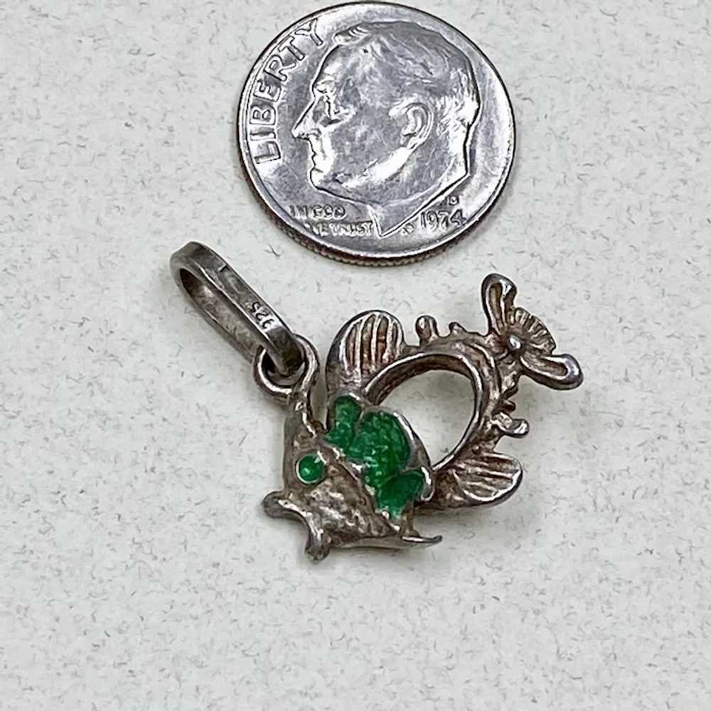 Fancy Green Enamel Fish Vintage Charm Sterling Si… - image 2