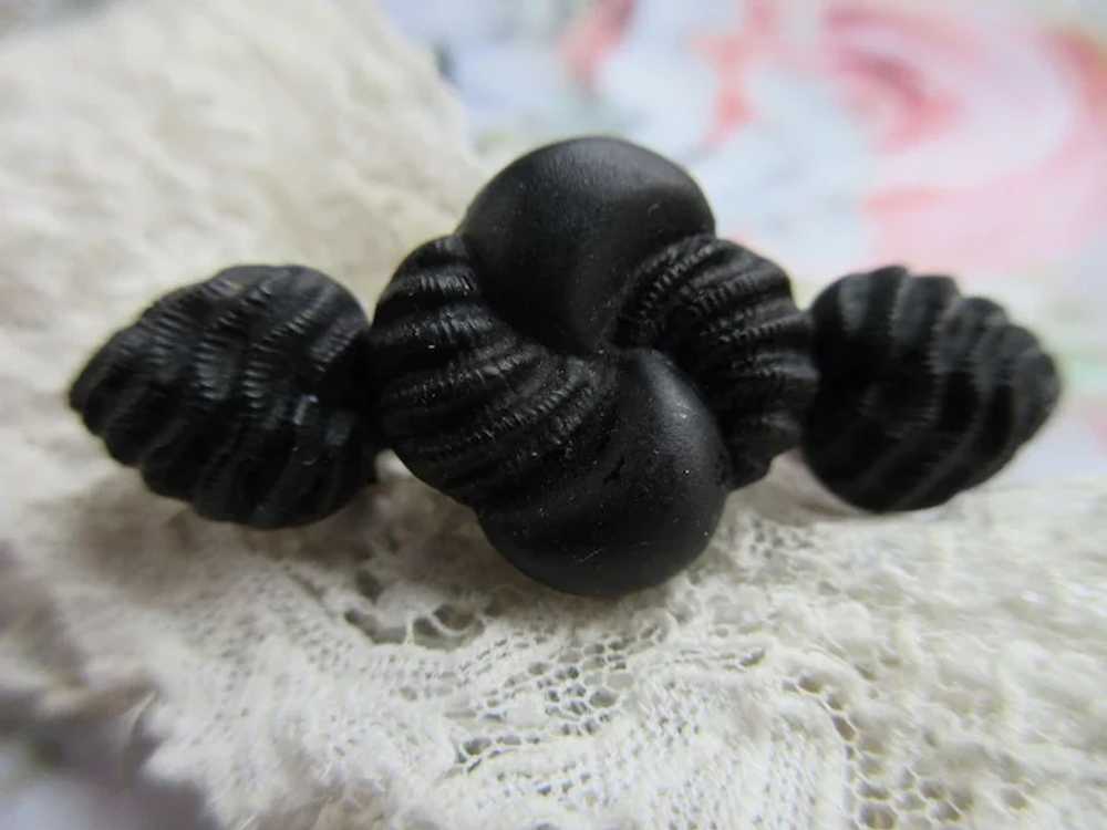 Victorian Black Crepe Lapel Pin - image 2