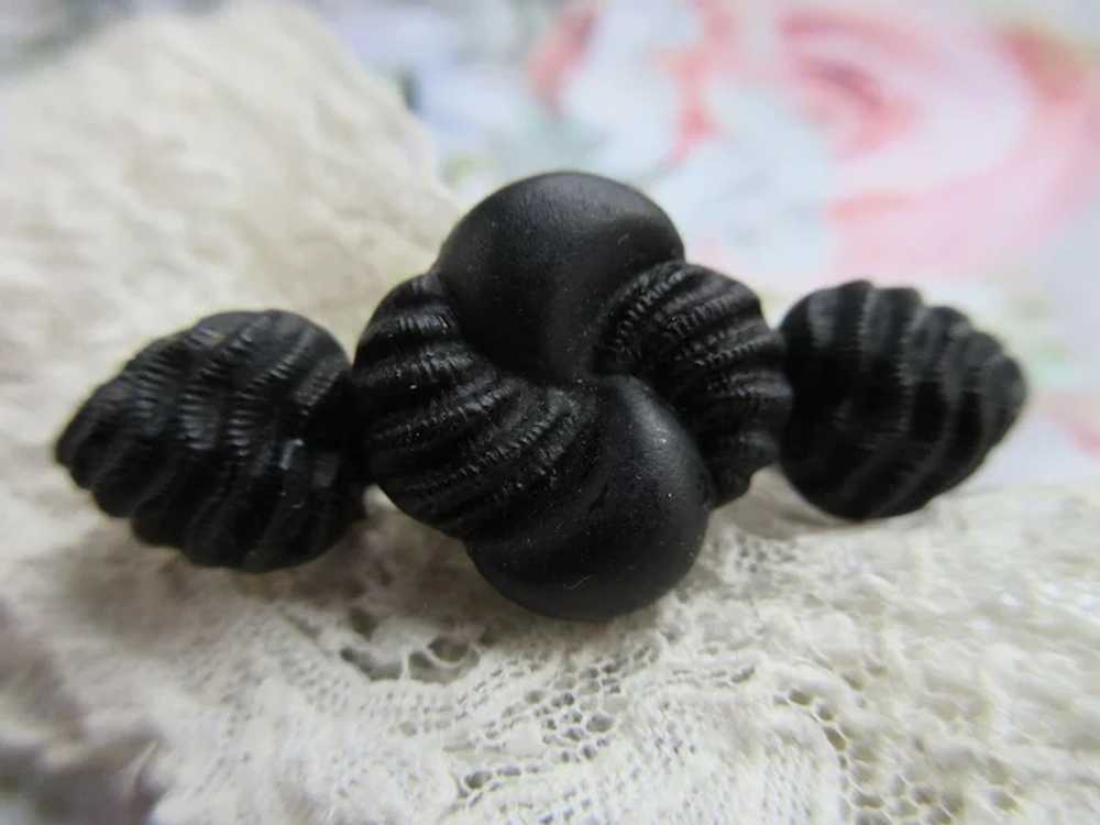 Victorian Black Crepe Lapel Pin - image 5