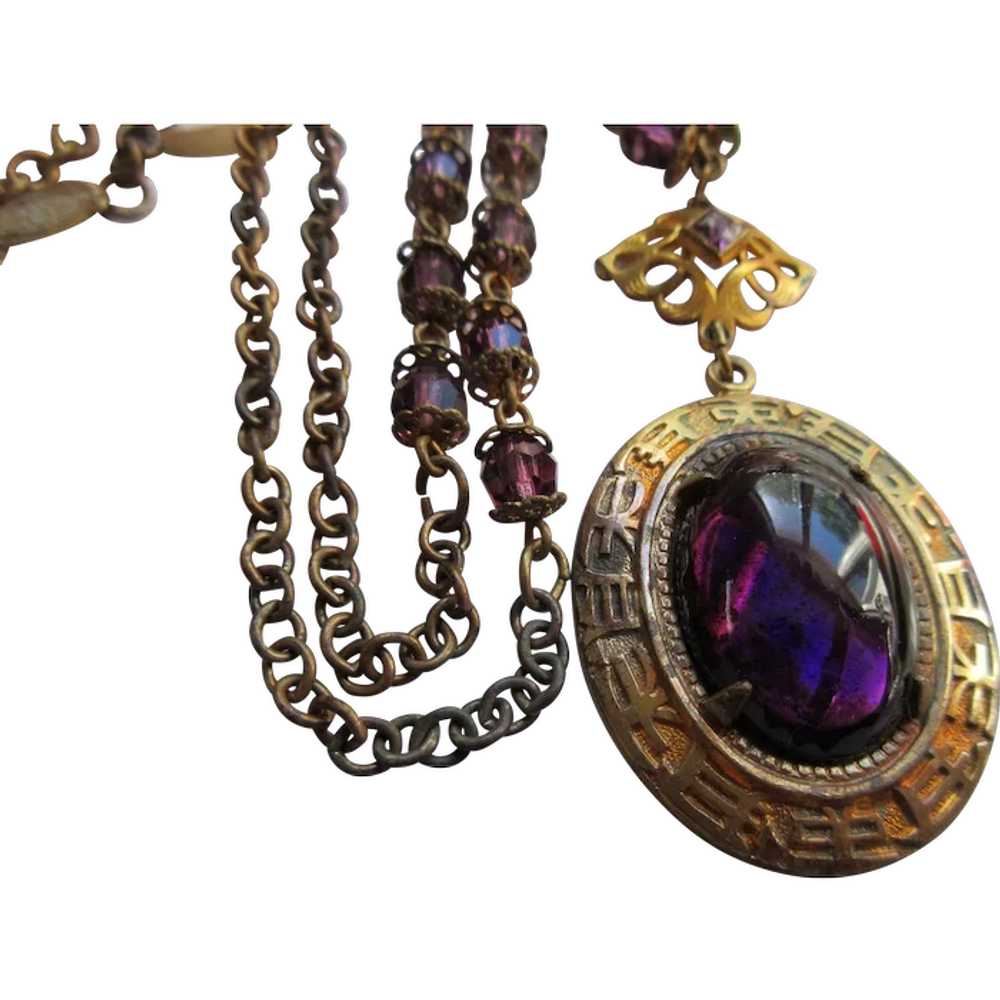 Vintage Purple Crystal 1930s Necklace - image 1