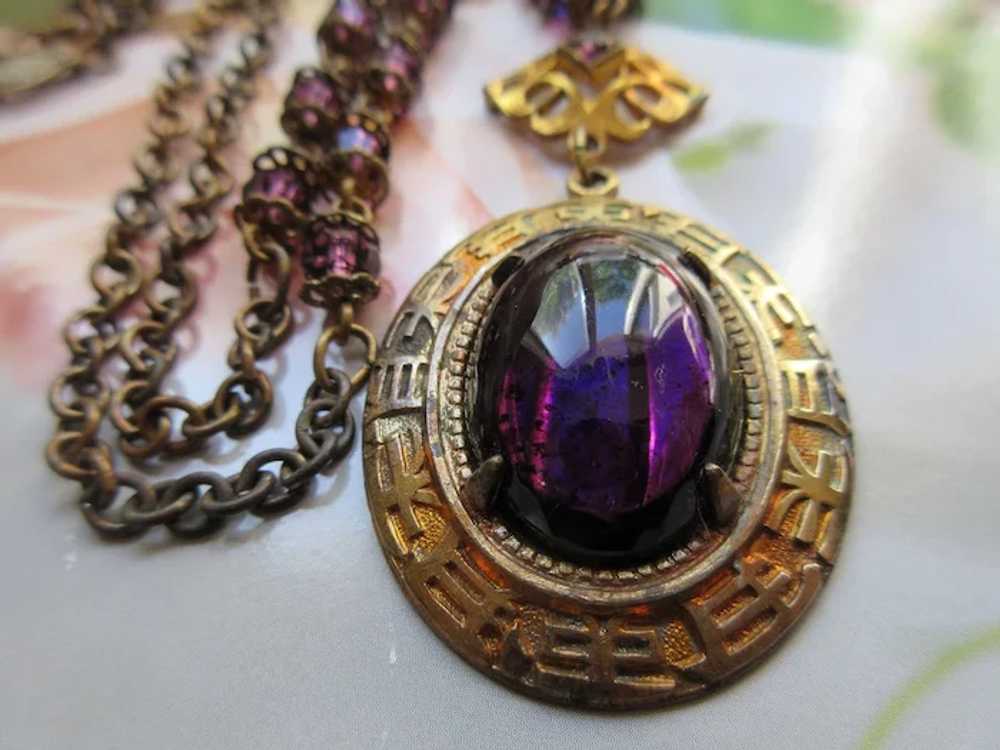 Vintage Purple Crystal 1930s Necklace - image 3