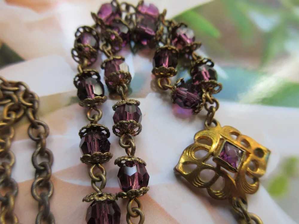 Vintage Purple Crystal 1930s Necklace - image 5