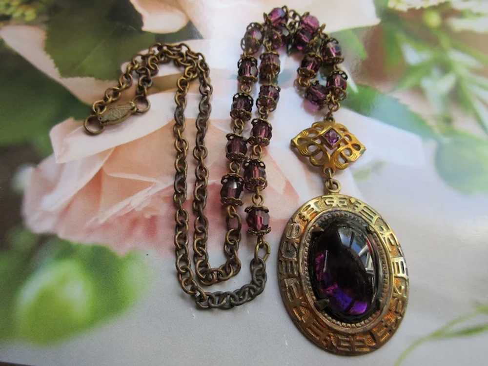 Vintage Purple Crystal 1930s Necklace - image 6
