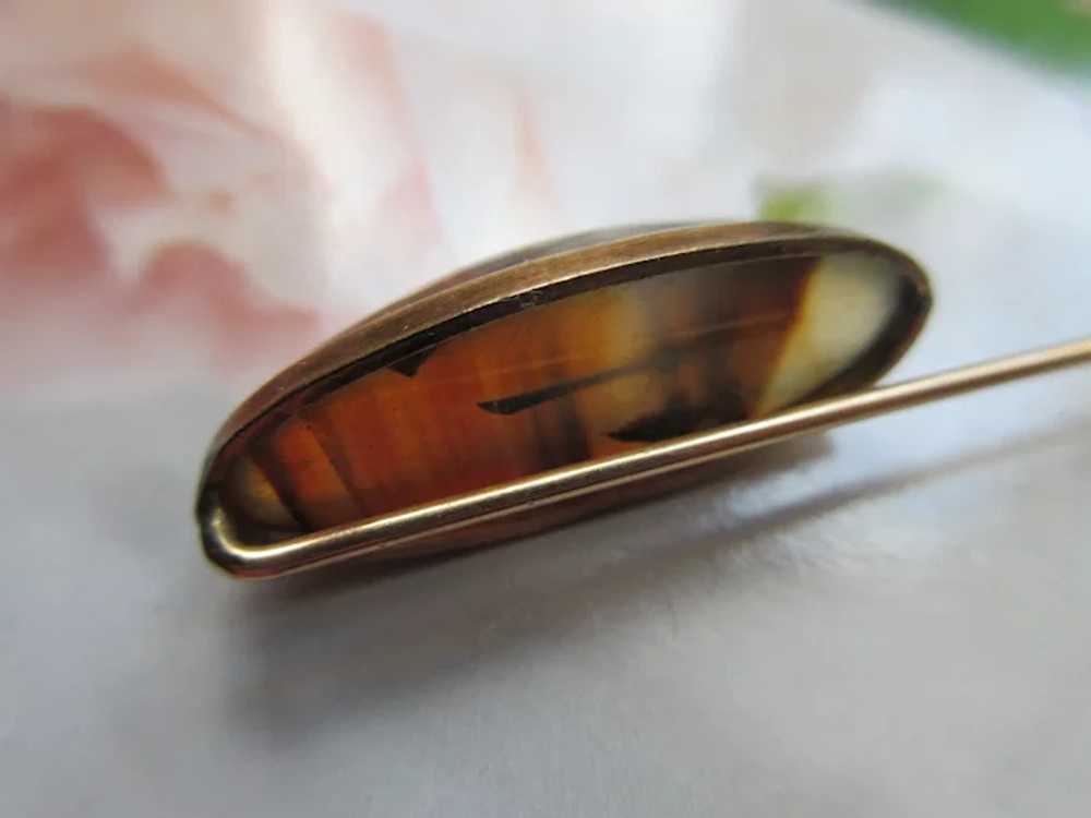 Vintage Banded Agate Stick Pin in gold fill - image 5