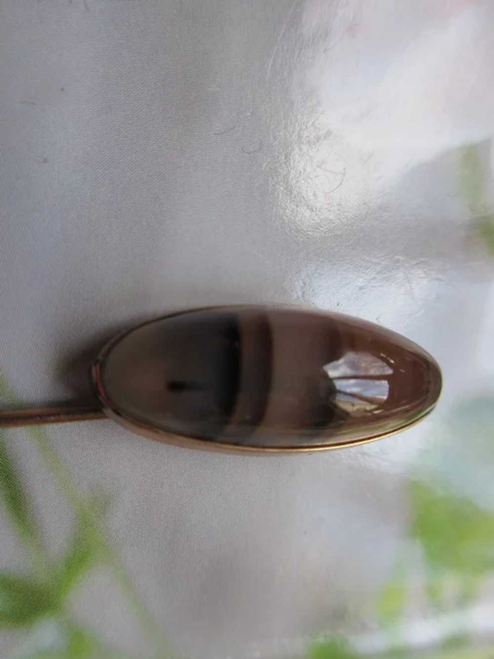 Vintage Banded Agate Stick Pin in gold fill - image 6