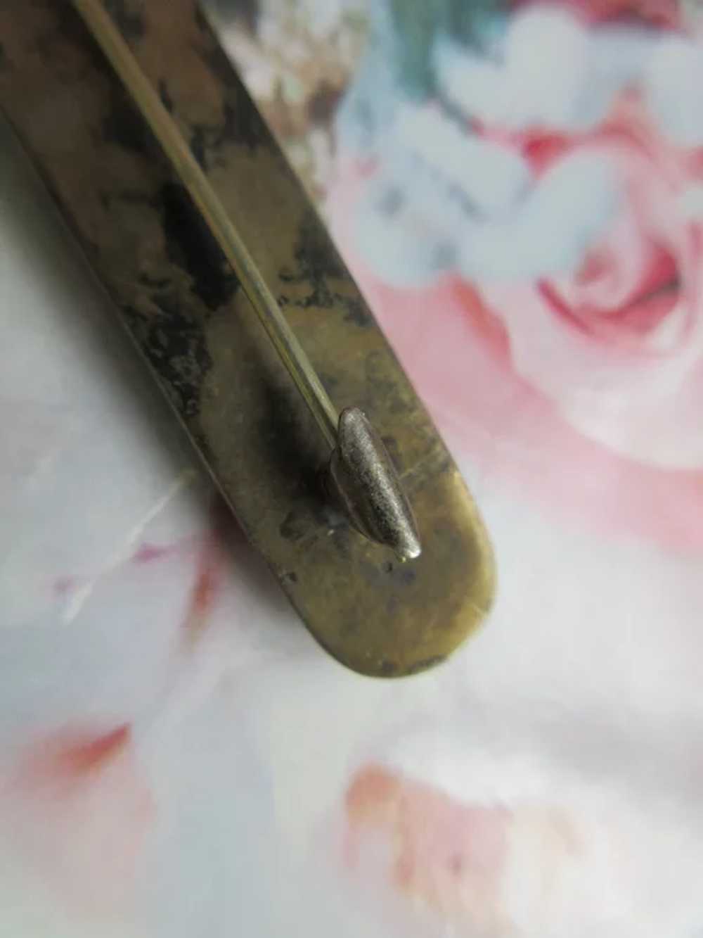 Edwardian Enameled Seed Pearl Bar Pin - image 4