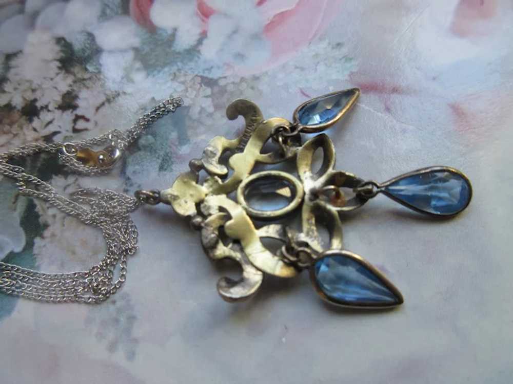 Antique  Sterling Paste Pendant Necklace - image 6