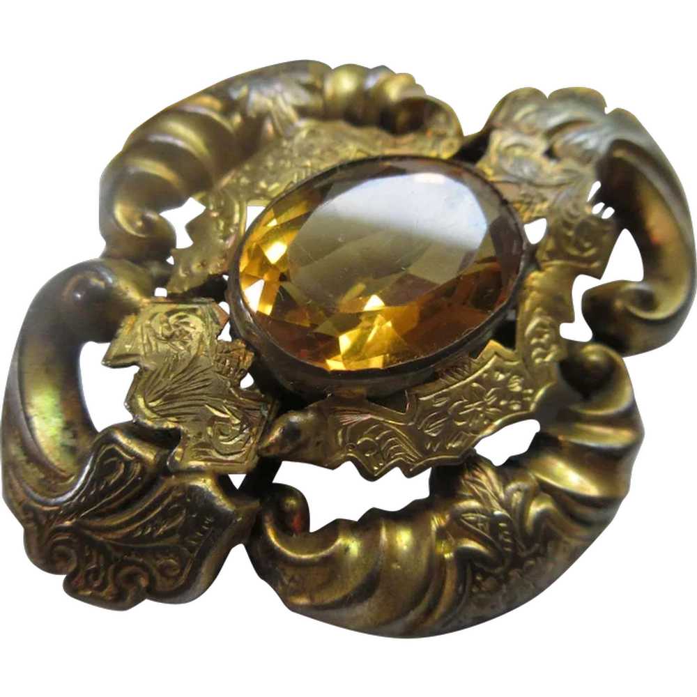 Victorian Antique Gold Fill Brooch - image 1