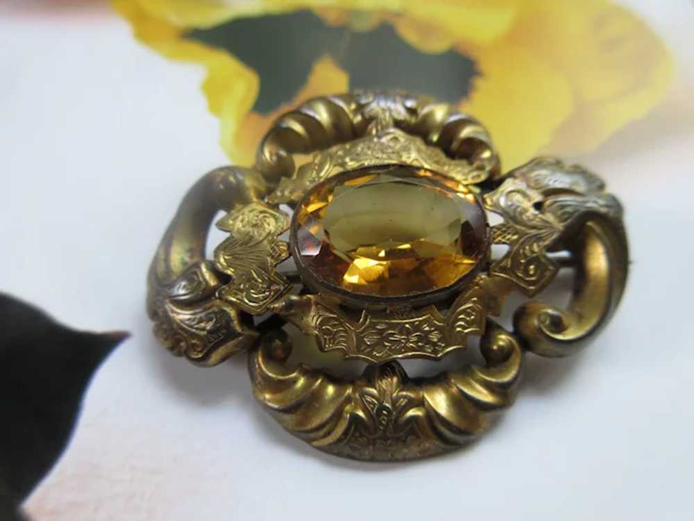 Victorian Antique Gold Fill Brooch - image 2