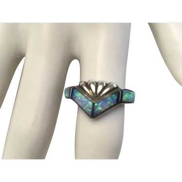 Gorgeous Sterling Ring with Opal Doublets Size 9 - image 1