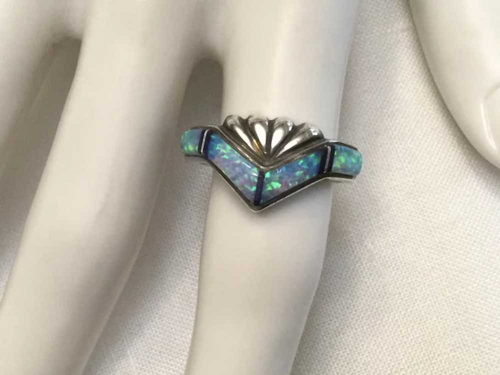 Gorgeous Sterling Ring with Opal Doublets Size 9 - image 7