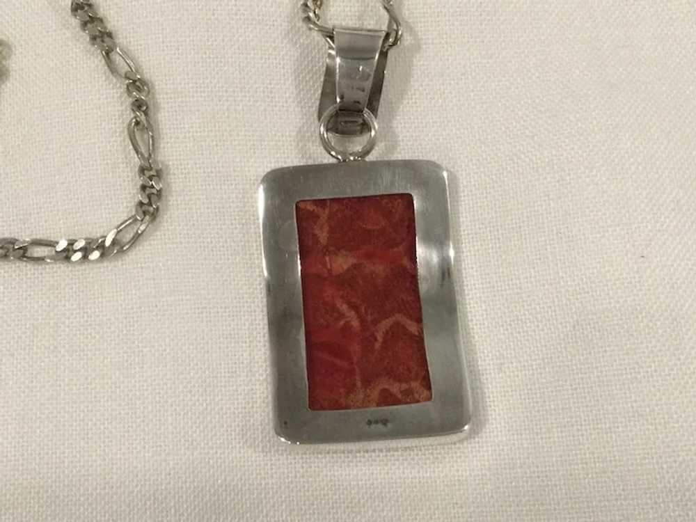 Sterling Silver Pendant Natural Stone Red Jasper … - image 5