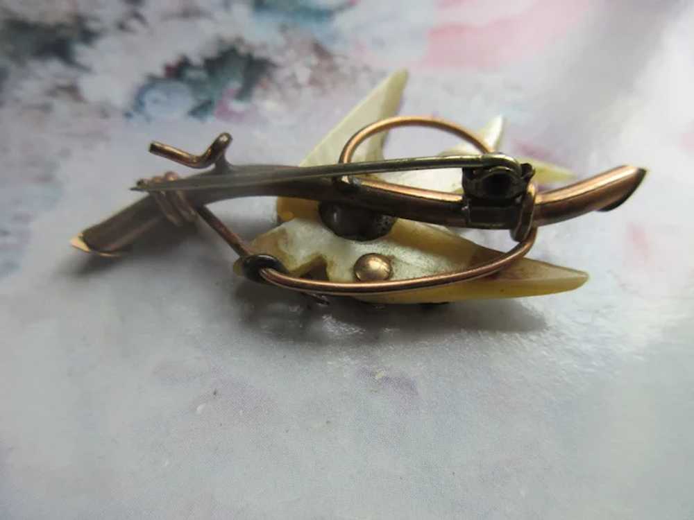 Victorian Antique Dove Of Peace Pin in Gold Fill … - image 3