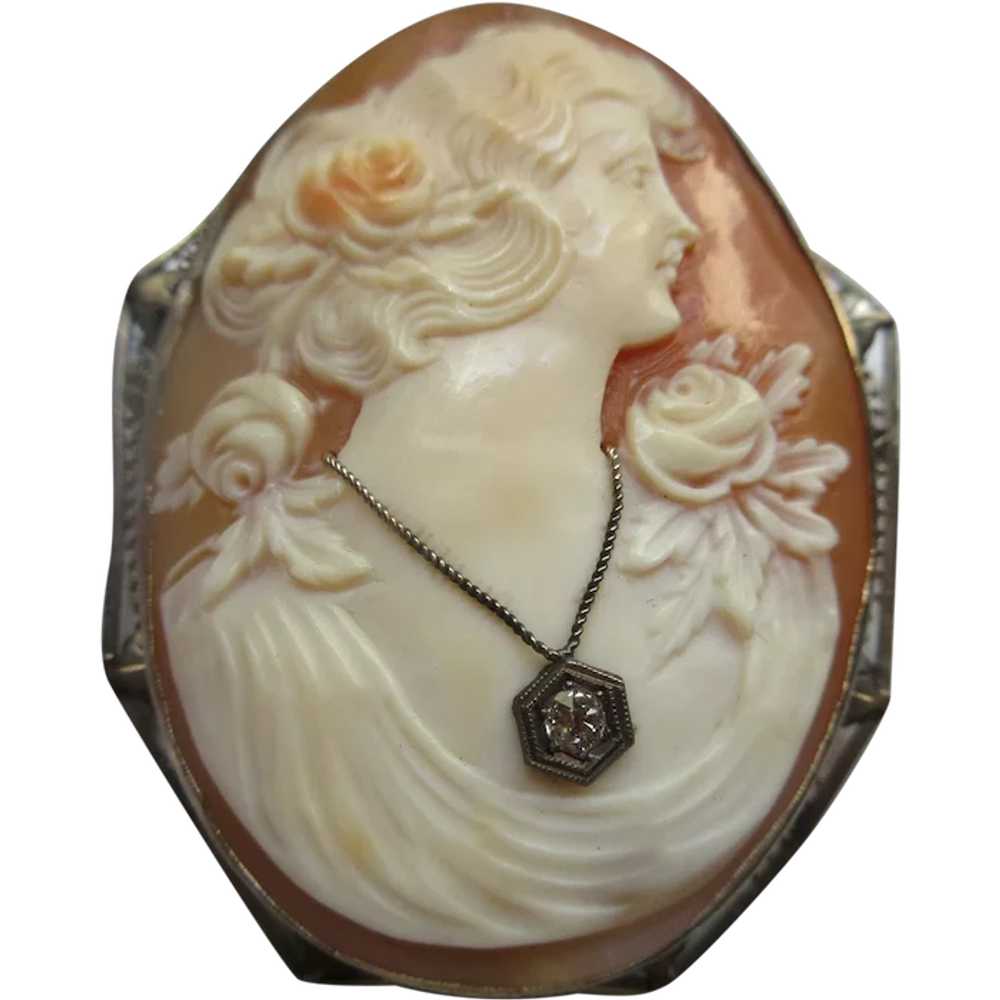 Vintage Deco 20s 30s Carved Shell Cameo Habille - image 1