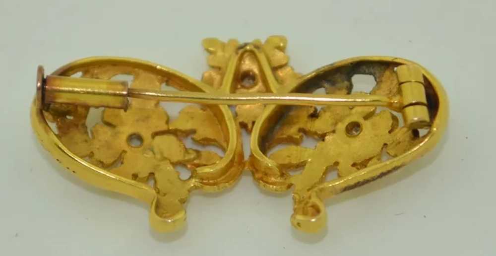 18K Art Nouveau Rose Cut Diamond Brooch - image 6