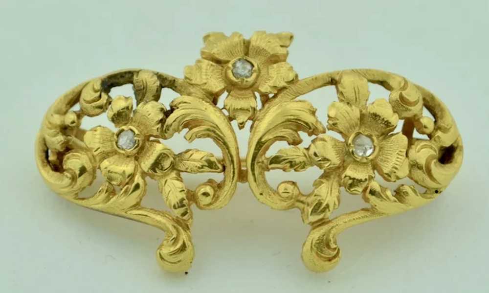 18K Art Nouveau Rose Cut Diamond Brooch - image 7