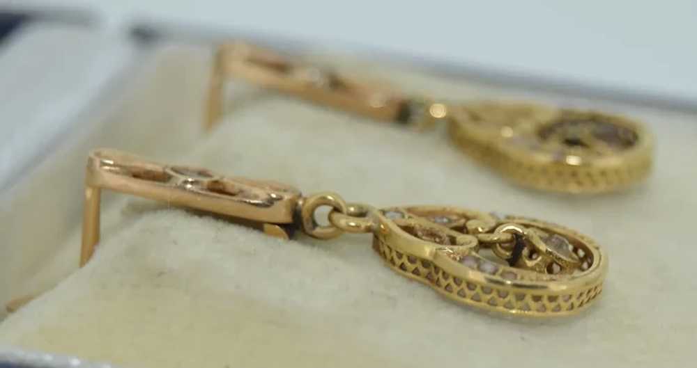 Victorian 18K Filigree Earrings - image 5