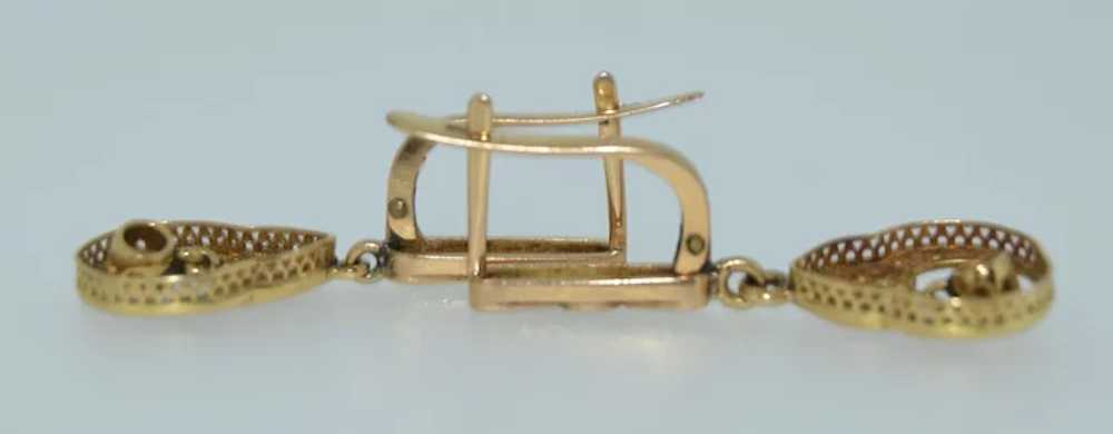 Victorian 18K Filigree Earrings - image 7