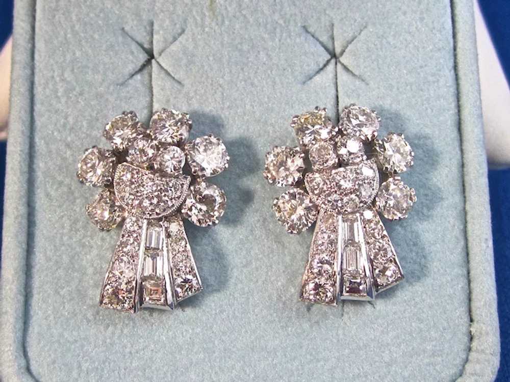 Antique Art Deco 5.02 Carat Diamond Earrings Plat… - image 2