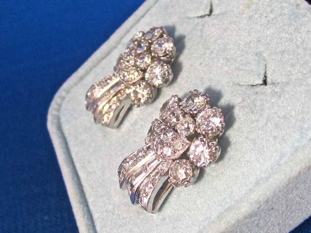 Antique Art Deco 5.02 Carat Diamond Earrings Plat… - image 3