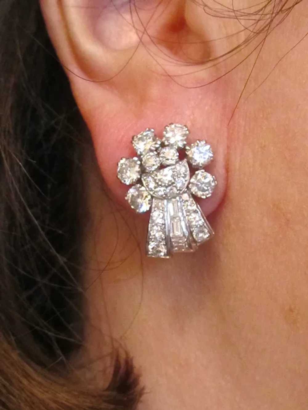 Antique Art Deco 5.02 Carat Diamond Earrings Plat… - image 5