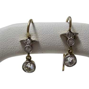 Antique Edwardian Diamond Dangle Wedding Day Earr… - image 1