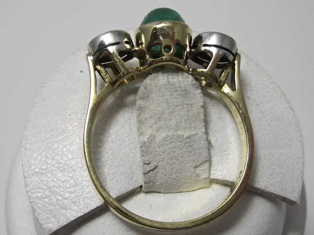 Vintage Estate Three Stone Emerald Diamond Weddin… - image 5