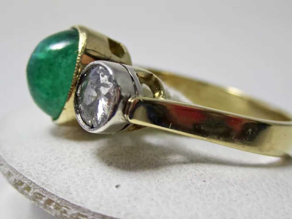 Vintage Estate Three Stone Emerald Diamond Weddin… - image 6