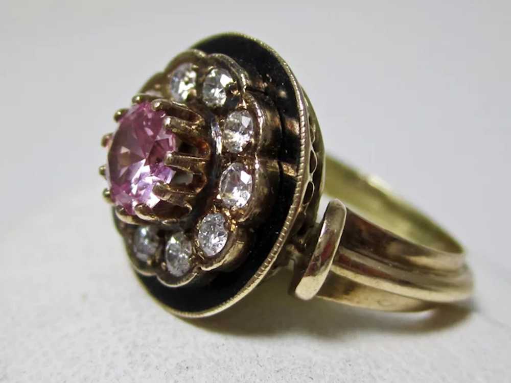 Vintage Estate 1950's Pink Sapphire Diamond Engag… - image 2