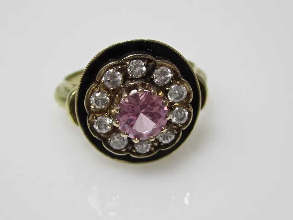 Vintage Estate 1950's Pink Sapphire Diamond Engag… - image 3