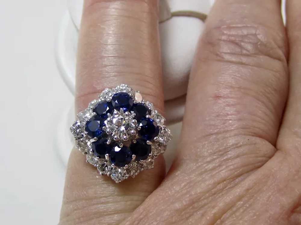 Vintage Estate Sapphire & Diamond Halo Ring 18K - image 10