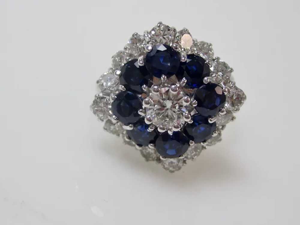 Vintage Estate Sapphire & Diamond Halo Ring 18K - image 8