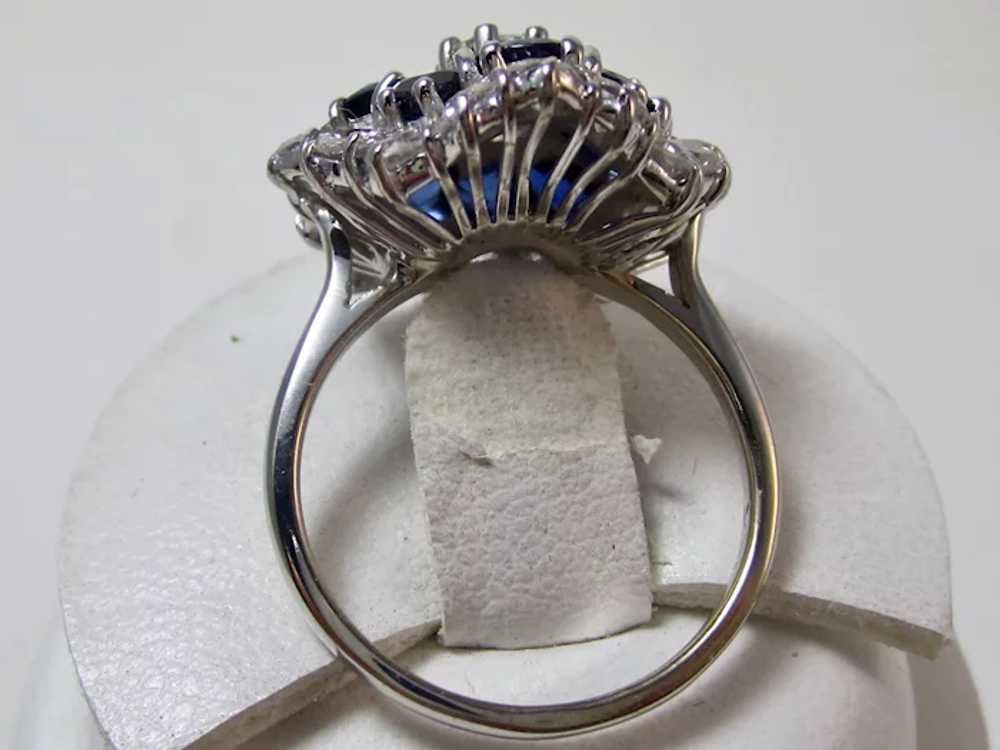Vintage Estate Sapphire & Diamond Halo Ring 18K - image 9