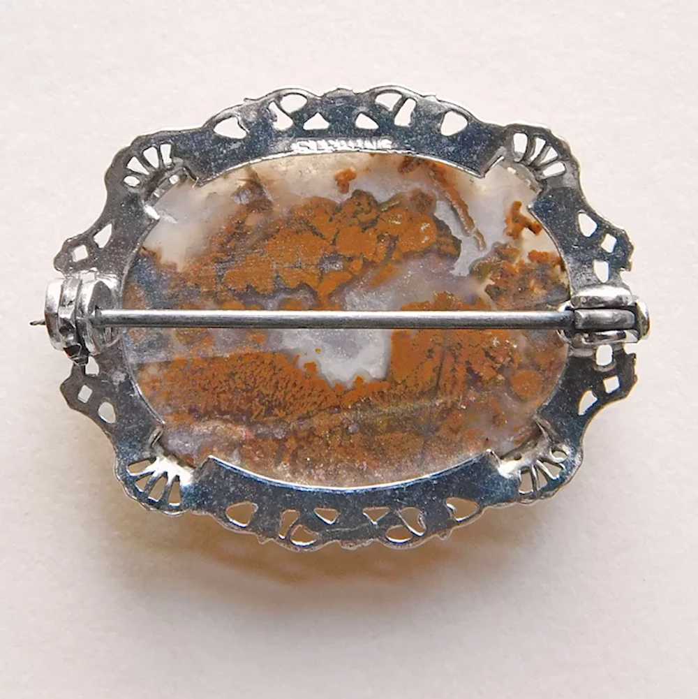 Fabulous STERLING & MOSS AGATE Stone Filigree Vin… - image 2