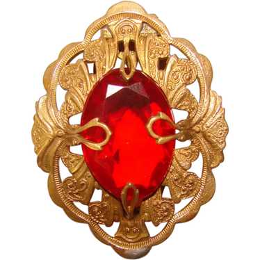 Gorgeous RED GLASS Open Backed Stone Dress Clip B… - image 1