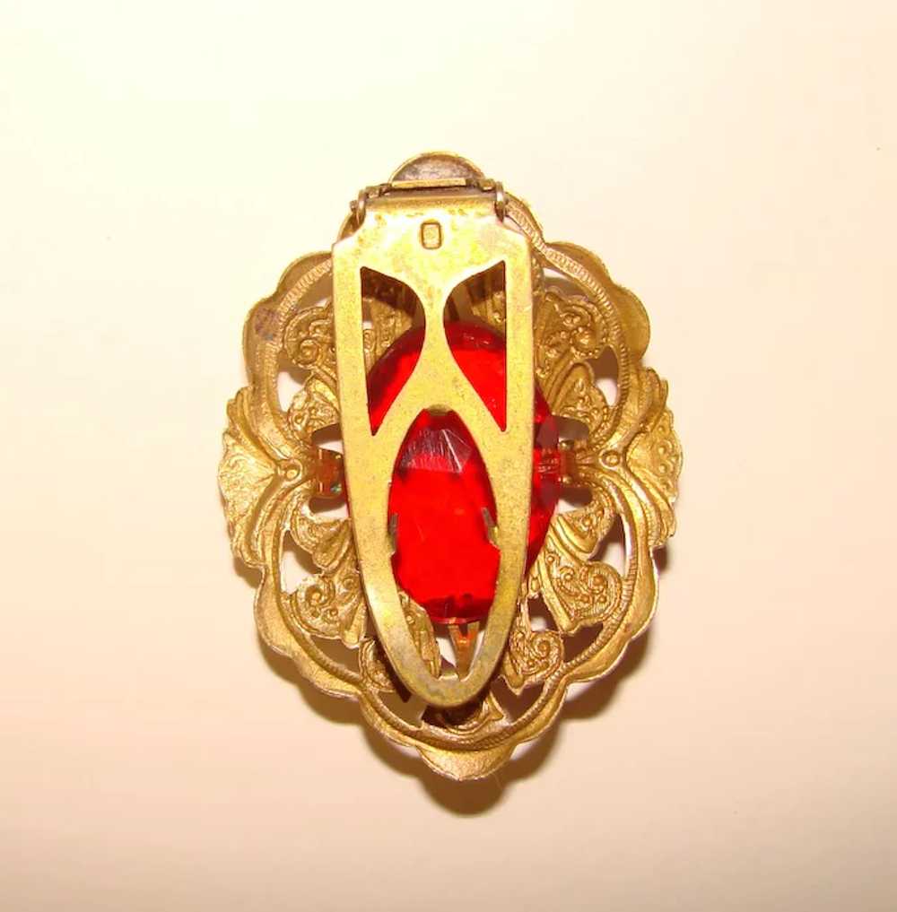 Gorgeous RED GLASS Open Backed Stone Dress Clip B… - image 2