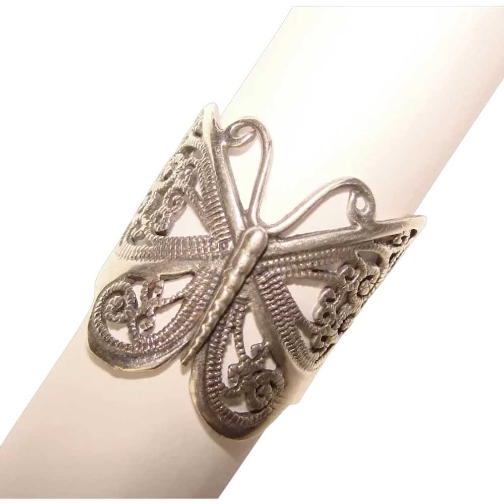 Fabulous STERLING BUTTERFLY Design Openwork Ring - image 1