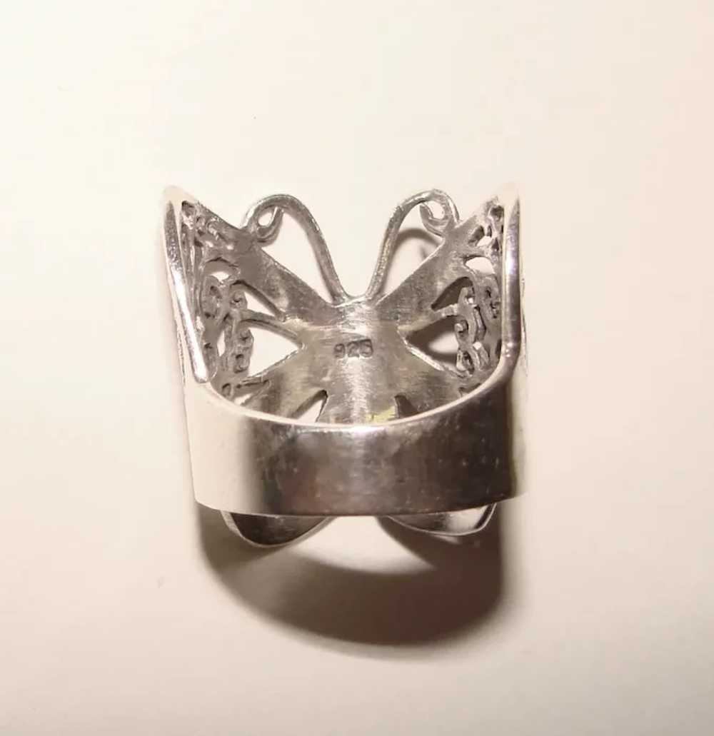 Fabulous STERLING BUTTERFLY Design Openwork Ring - image 3