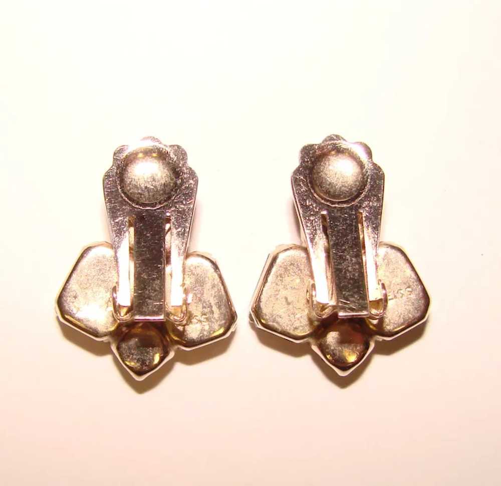 Gorgeous WEISS Brown Rhinestone Clip Earrings - image 2