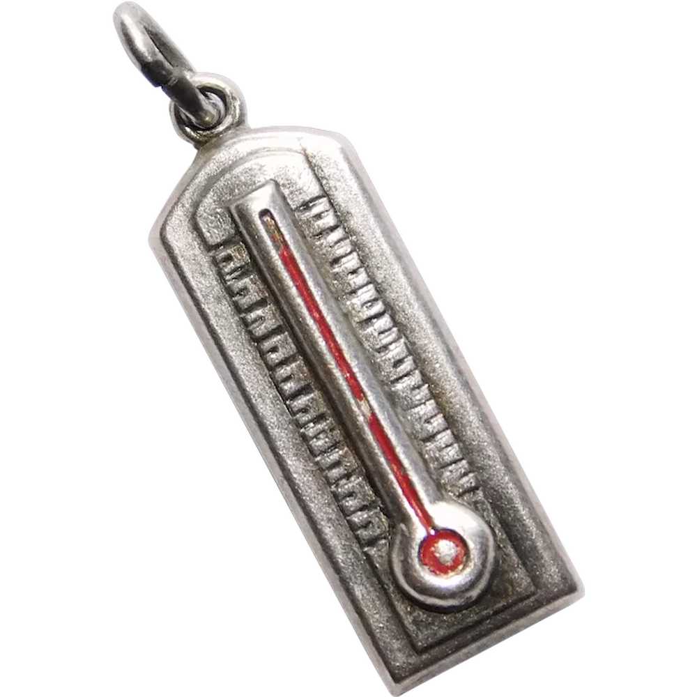 Sterling THERMOMETER Vintage Estate Charm - Hot T… - image 1