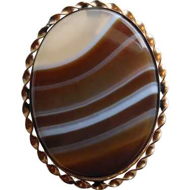 Gorgeous BANDED AGATE 12K GF Brooch / Pendant