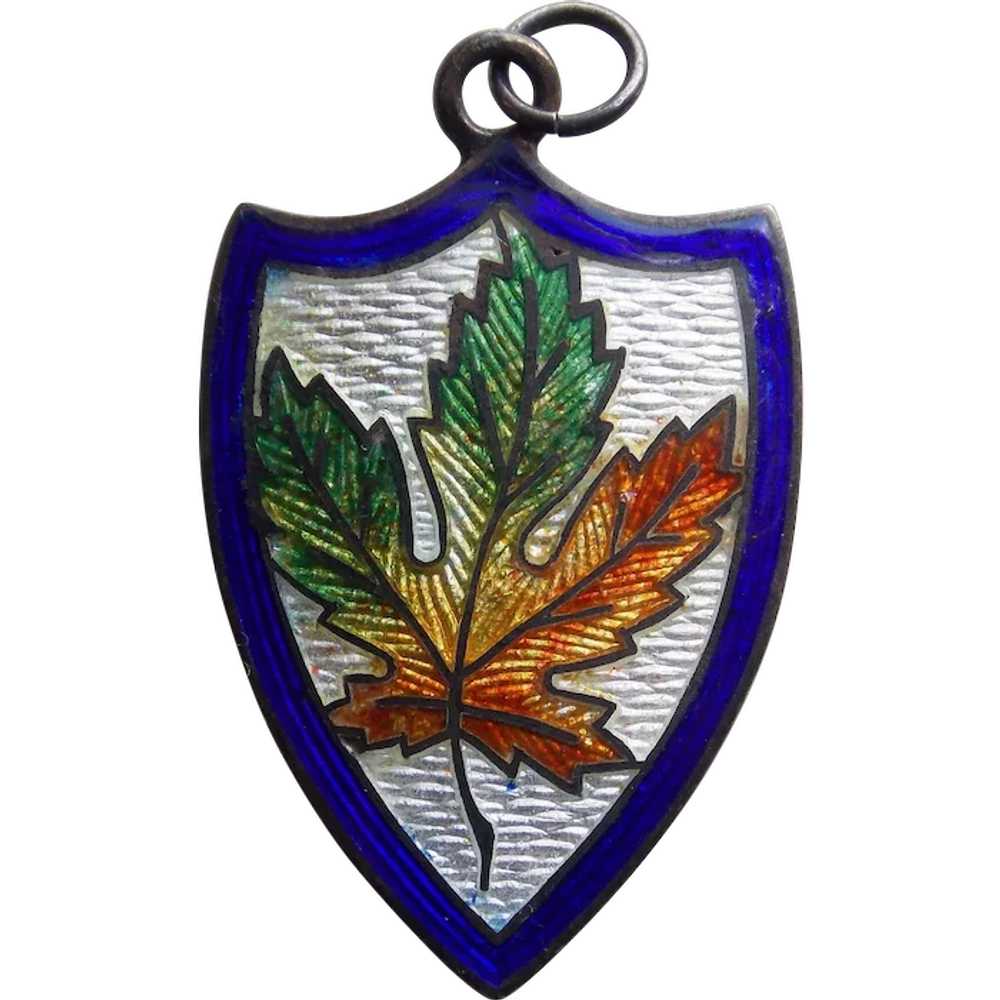 Gorgeous STERLING & ENAMEL Maple Leaf Vintage Pen… - image 1